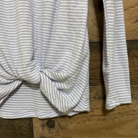 Max & Mia Stripped Tie Front Long Sleeve Tee - Picture 4 of 7